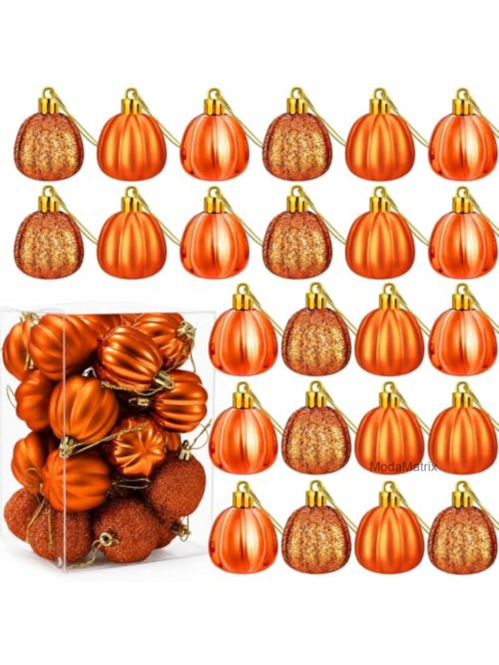 Set of 24 Pumpkin Ornaments Plastic Hanging Balls Fall Tree Decor
